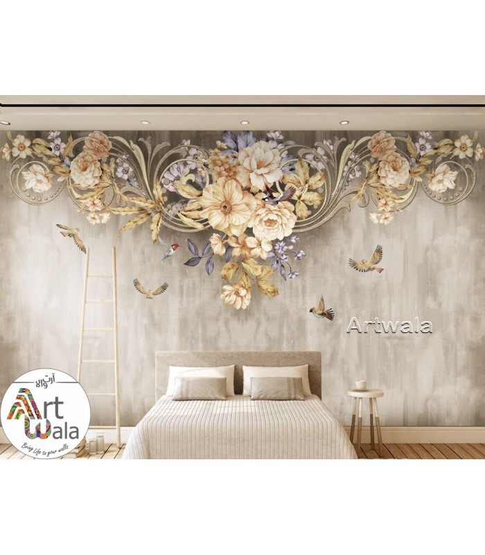 پوستر دیواری گل سه بعدی- کد:AW 11456